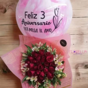 Bouquet Aniversario de Rosas Escarlata