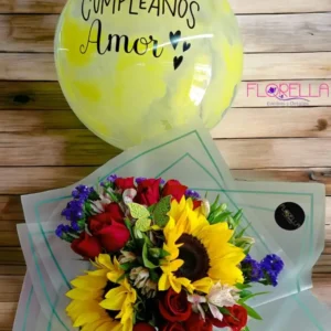 Bouquet Girasoles Celebration con Globo