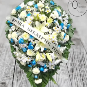 Lágrima Fúnebre Blanca con Detalles Azules