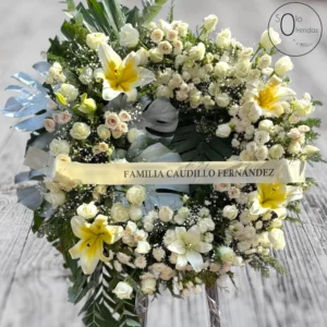Corona Fúnebre Blanca con Lirios